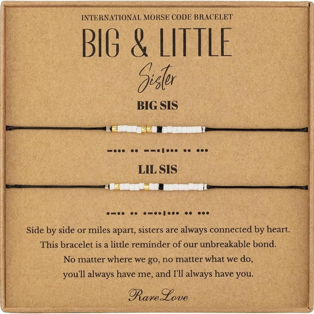 Matching Sister Bracelets Morse Code Beaded Set F… - image 1